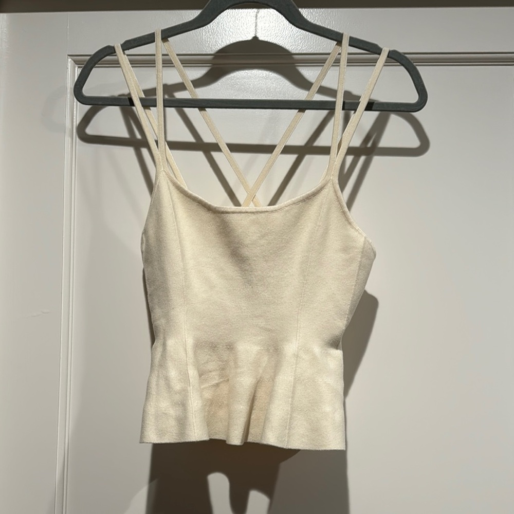Elegant Beige Peplum Knit Women's Top